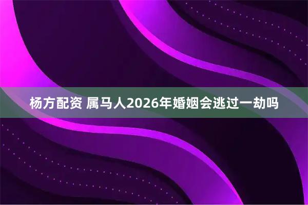 杨方配资 属马人2026年婚姻会逃过一劫吗